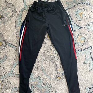 Mens Adidas track pants Black with red/white/blue stripes M